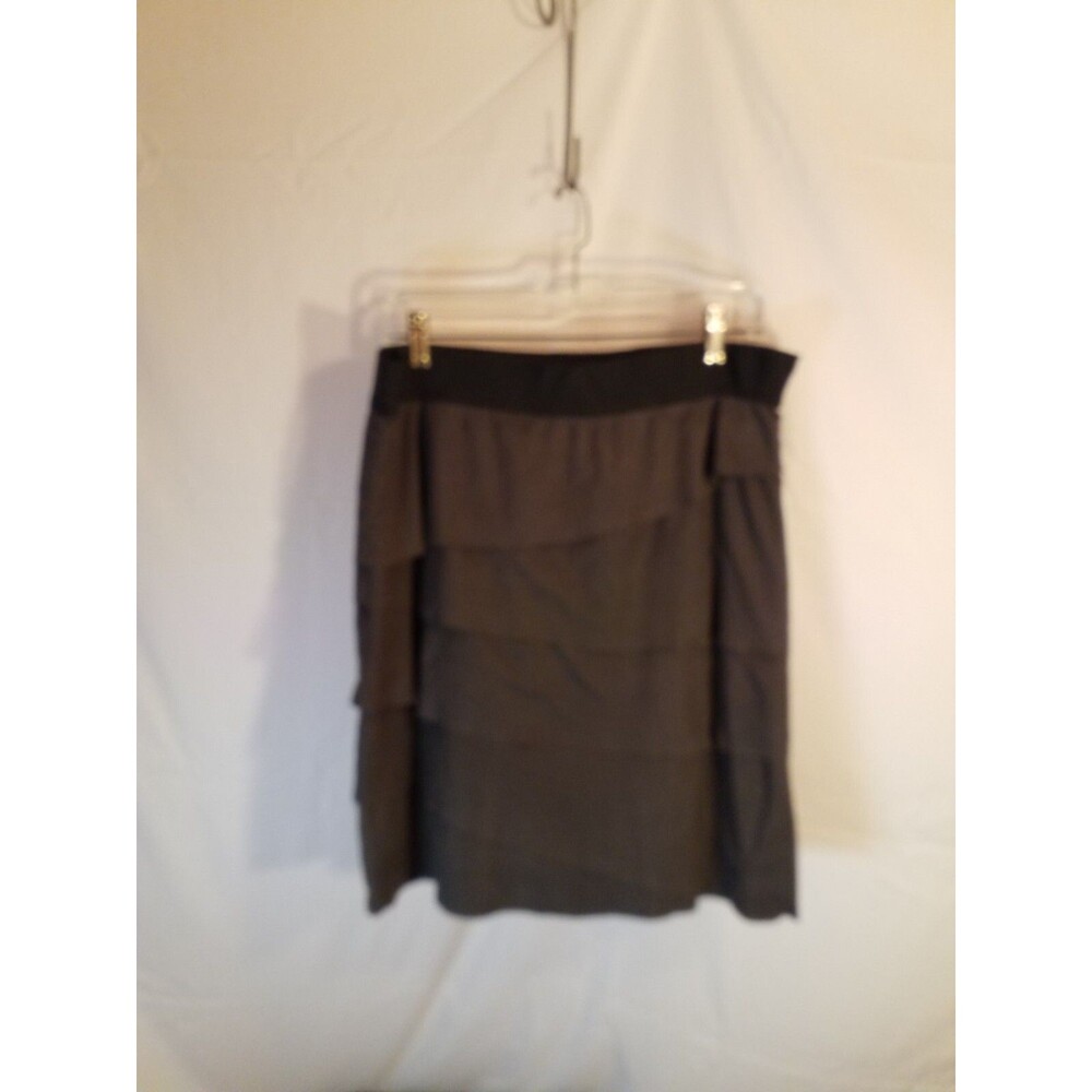 Coco Bianco Gray Faux Suede Tiered Skirt Sz Lrg
